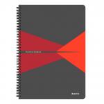 Leitz Office Notebook A4 ruled, wirebound with Polypropylene cover 90 sheets. Red - Outer carton of 5 44960025