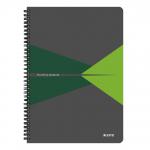 Leitz Office Notebook A4 ruled, wirebound with Polypropylene cover 90 sheets. Green - Outer carton of 5 44960055