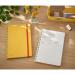 The photograph displays a brightly colored, wirebound notebook from ACCO Brands. The notebook features a soft touch cover with a warm yellow hue, adding a cozy and inviting touch. The ruled pages are visible, giving the impression of a crisp and organized interior. The notebook appears well-made and of high quality, perfect for any writing or note-taking needs.