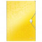 Leitz WOW 3-Flap Folder. Polypropylene. 150 sheet capacity. A4. Yellow. - Outer carton of 10 45990016