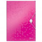 Leitz WOW 3 Flap Folder A4 Polypropylene 150 Sheet Capacity Pink Metallic - Outer carton of 10 45990023