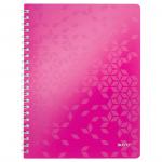 Leitz WOW Notebook A4 ruled, wirebound with Polypropylene cover 80 sheets. Pink - Outer carton of 6 46370023