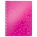 Leitz WOW Notebook A4 ruled, wirebound with Polypropylene cover 80 sheets. Pink - Outer carton of 6 46370023