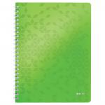 Leitz WOW Notebook A4 ruled, wirebound with Polypropylene cover. 80 sheets. Green - Outer carton of 6 46370054