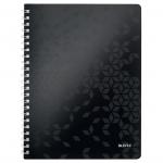 Leitz WOW Notebook A4 ruled, wirebound with Polypropylene cover. 80 sheets. Black - Outer Carton of 6 46370095