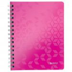 Leitz WOW Notebook A5 ruled, wirebound with Polypropylene cover 80 sheets. Pink - Outer carton of 6 46390023