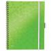 Leitz WOW Be Mobile Notebook A4 ruled, wirebound with PP cover. 80 sheets, 4-hole punched. Pen holder and 3 flap folder. Green - Outer Carton of 6 46440054