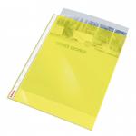 Esselte Quality Punched Pocket, Transparent, Matte, Yellow, 55 Micron Polypropylene (Pack 10) - Outer carton of 10 47201