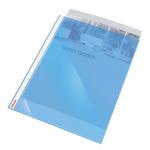 Esselte Quality Punched Pocket, Transparent, Matte, Blue, 55 Micron Polypropylene (Pack 10) - Outer carton of 10 47205