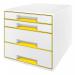 Leitz WOW CUBE Drawer Cabinet, 4 drawers (2 big and 2 small). A4 Maxi. Whiteyellow 52132016