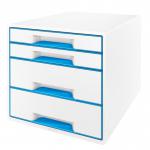 Leitz WOW CUBE Drawer Cabinet, 4 drawers (2 big and 2 small). A4 Maxi. Whiteblue 52132036