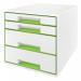 Leitz WOW CUBE Drawer Cabinet, 4 drawers (2 big and 2 small). A4 Maxi. Whitegreen. 52132054