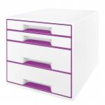 Leitz WOW CUBE Drawer Cabinet, 4 drawers (2 big and 2 small). A4 Maxi. Whitepurple 52132062