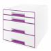 Leitz WOW CUBE Drawer Cabinet, 4 drawers (2 big and 2 small). A4 Maxi. Whitepurple 52132062