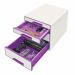 Leitz WOW CUBE Drawer Cabinet, 4 drawers (2 big and 2 small). A4 Maxi. Whitepurple 52132062