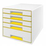 Leitz WOW CUBE Drawer Cabinet, 5 drawers (1 big and 4 small). A4 Maxi. Whiteyellow 52142016