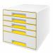 Leitz WOW CUBE Drawer Cabinet, 5 drawers (1 big and 4 small). A4 Maxi. Whiteyellow 52142016