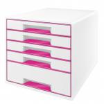 Leitz WOW CUBE Drawer Cabinet, 5 drawers (1 big and 4 small). A4 Maxi. Whitepink 52142023