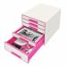 Leitz WOW CUBE Drawer Cabinet, 5 drawers (1 big and 4 small). A4 Maxi. Whitepink 52142023