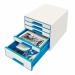 Leitz WOW CUBE Drawer Cabinet, 5 drawers (1 big and 4 small). A4 Maxi. Whiteblue 52142036