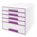 Leitz WOW CUBE Drawer Cabinet, 5 drawers (1 big and 4 small). A4 Maxi. Whitepurple 52142062