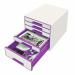 Leitz WOW CUBE Drawer Cabinet, 5 drawers (1 big and 4 small). A4 Maxi. Whitepurple 52142062