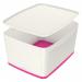 Leitz MyBox WOW Large with lid, Storage Box 18 litre, W 318 x H 198 x D 385 mm. Whitepink - Outer carton of 4 52161023