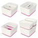 Leitz MyBox WOW Large with lid, Storage Box 18 litre, W 318 x H 198 x D 385 mm. Whitepink - Outer carton of 4 52161023