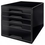 Leitz CUBE 5 drawer unit (1 big and 4 small). A4 Maxi. Black 52531095