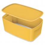 Leitz MyBox Cosy Small with lid, Storage Box, 5 litre, W 318 x H 128 x D 191 mm, Warm Yellow 52630019