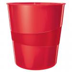 Leitz WOW Waste Bin 15 litre Ice Red 52781026