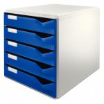 Leitz Desktop Post Set 5 Drawer A4 Grey With Blue Drawers 52800035