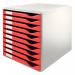 Leitz Desktop Form Set 10 Drawer A4 Grey With Red Drawers 52810025