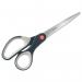 The photo shows a pair of ACCO Brands Leitz Cosy Titanium office scissors in the color velvet grey. The scissors are 205mm in length and feature a sleek design. The titanium blades have a sharp and precise cut, while the comfortable handles provide a secure grip. The grey color gives the scissors a modern and stylish look, making it a great addition to any office setting.