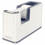 Leitz WOW Tape Dispenser, Heavy Base, Tape Included, Pearl WhiteGrey 53641001