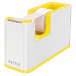 Leitz WOW Tape Dispenser. Incl. tape. For convenient one-hand operation. Whiteyellow 53641016