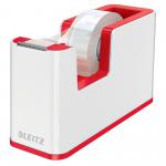 Leitz WOW Tape Dispenser. Incl. tape. For convenient one-hand operation. White/Red 53641026