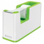 Leitz WOW Tape Dispenser. Incl. tape. For convenient one-hand operation. Whitegreen 53641054