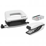 Leitz NeXXt WOW Mini Stapler and Hole Punch Set. 10 sheets. Handy mini version. Includes staples, in blister pack. White 55612001