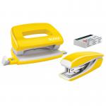 Leitz WOW NeXXt Mini Stapler and Hole Punch Set Yellow 55612016