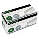 The photograph features a stack of 10 outer cartons of Leitz Electric e2 Staples, with a total of 2500 staples in each carton. The branding for Leitz Staples is visible on the packaging.