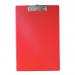 The picture shows a durable Esselte Clipboard, with a sleek silver metal clip holding a stack of documents in place. The board has a smooth, glossy finish and a standard size that is perfect for holding important papers during meetings or presentations. Seamless lines and a simple design make this clipboard a practical and professional choice.