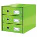 Leitz WOW Click & Store Drawer Cabinet (3 drawers). With thumbholes and label holders. For A4 formats. Green. 60480054