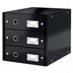 Leitz WOW Click & Store Drawer Cabinet (3 drawers). With thumbholes and label holders. For A4 formats. Black. 60480095