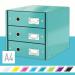 Leitz WOW 3 Drawer Cabinet - Ice Blue 60484051
