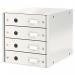 Leitz WOW Click & Store Drawer Cabinet (4 drawers). With thumbholes and label holders. For A4 formats. White 60490001