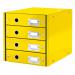 Leitz WOW Click & Store Drawer Cabinet (4 drawers). With thumbholes and label holders. For A4 formats. Yellow. 60490016