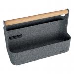 Premium portable desk organiser with wooden handle, ideal for hot desking. Made from stable, durable, recycled thermo felt - 2 storage compartments. 61980089