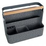 Premium portable desk organiser, unique hanging function, ideal for hot desking. Stable and durable with 2 compartments, small removable tray. 61990089