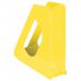 This photo features a bright yellow Esselte VIVIDA Europost Magazine File, designed for A4 sized books and magazines. The outer carton contains 10 of these durable and stylish racks, perfect for organizing and storing your reading materials. The ACCO Brands logo can be seen on the packaging, indicating a reputable and trusted brand. The racks feature a modern and minimalist design, with a sleek and smooth finish. The bright yellow coloring adds a pop of color to any workspace or home office. These magazine racks are a functional and stylish addition to any organization system.